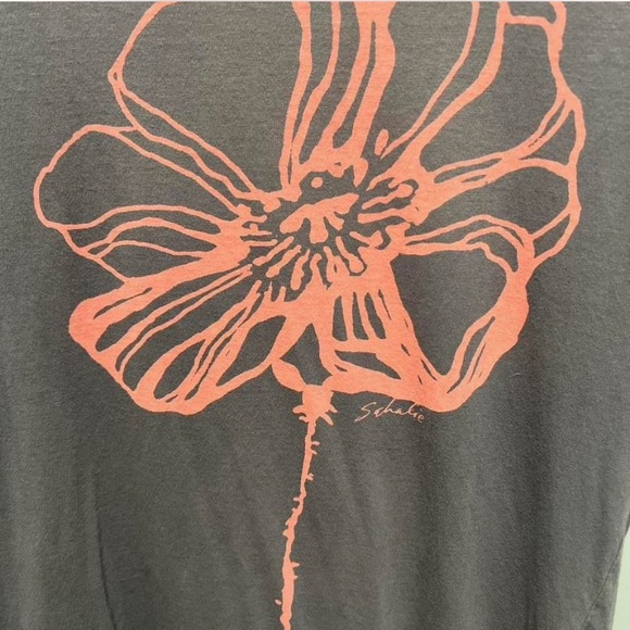 Sahalie Charcoal Tee with Coral Floral Design - Picture 2 of 5